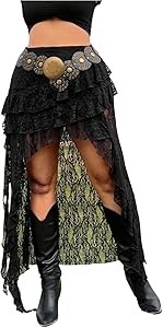 Floerns Бохо-длинная юбка для полных женщин с кружевом, асимметричным подолом и многослойными рюшами 11269821