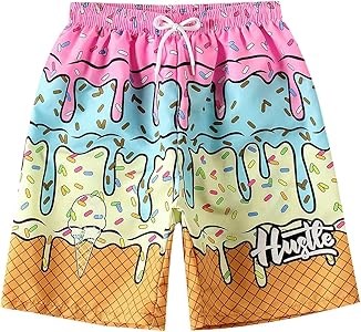 Быстро сохнущие молодёжные купальные шорты Gorglitter с эластичным поясом и рисунком мороженого 11252063