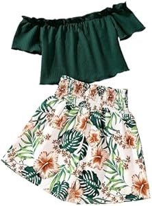 Летний комплект для девочек SOLY HUX из 2 предметов: футболка с цветочным принтом и шорты, 95% полиэстер 11301609