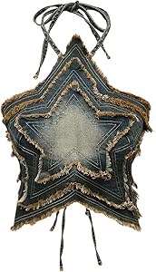 Трендовый топ с вырезом и завязками от Soly Hux, асимметричным краем из мягкого денима, в молодежном стиле 11307286