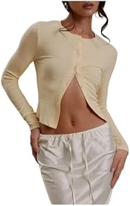 Женский обтягивающий лонгслив Floerns с кнопками, из рибаны, укороченная модель, мягкий материал 11256089