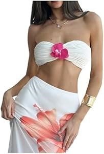 Топ-бандо Milumia с текстурированным 3D цветочным декором, мягкий и дышащий, для пляжа и отпуска 11311818