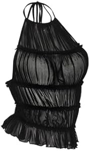 Трендовый топ Floerns Y2K из прозрачной сетки, без рукавов, с воланами, для создания сексапильного образа 11303975