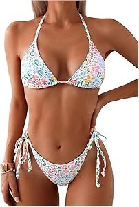Женский бикини комплект Verdusa с цветочным принтом, регулируемыми бретелями и высокой талией 11277453