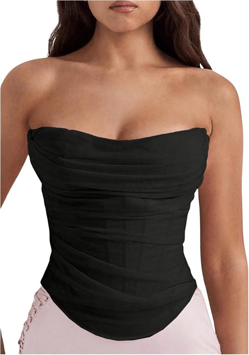 Молодежный безрукавный топ Floerns с рюшами и асимметричным подолом, корсетный, эластичный 11301984