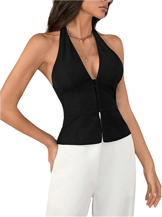 Элегантный жилет без рукавов с узлом и разрезом на спине Floerns для делового и повседневного стиля 11303445