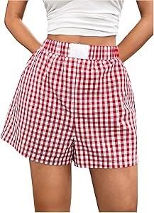 Женские клетчатые шорты SOLY HUX Y2k с эластичной талией, свободного кроя, идеальные для отдыха 11304295