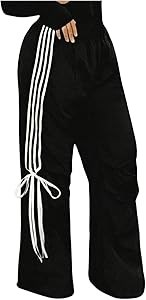 Широкие женские брюки с боковыми полосками и бантом на резинке от Soly Hux, свободный крой, 100% полиамид 11311858