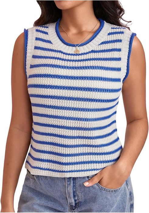 Женская полосатая майка Milumia без рукавов с цветными вставками и ребристой вязкой для повседневного образа 11281528