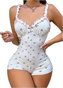 Женский комбинезон-пижама Soly Hux без рукавов с цветочным принтом, обрезкой по краю и V-образным вырезом 11303052