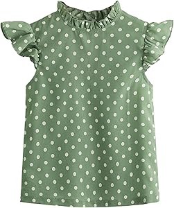 Детская блузка с короткими рукавами в горошек от Milumia с рифлёным воротником и отделкой воланами 11295077