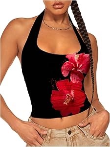 Молодёжный сексуальный топ на бретелях с цветочным принтом и открытой спиной от Milumia, со сборкой 11271223