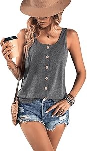Майка без рукавов SweatyRocks, молодёжный комфортный стиль, круглый вырез с пуговицами для повседневного лука 11265595