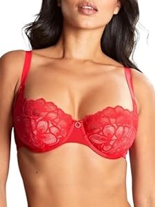 Бордовый бюстгальтер балконет Panache Allure 30FF с вышивкой из кружева 11280023