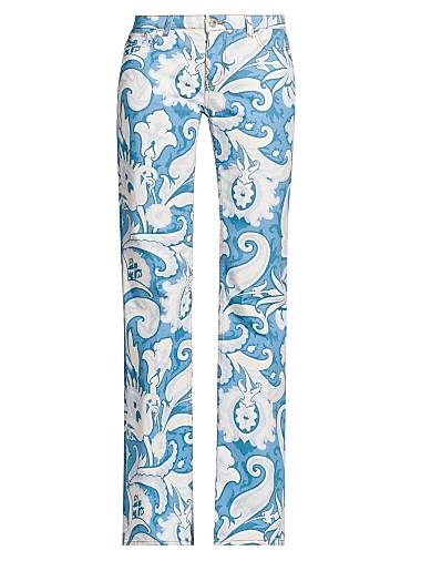 Джинсы с цветочным принтом Etro Summer Macflower, с средней талией и пятью карманами, производство Италия 11027695