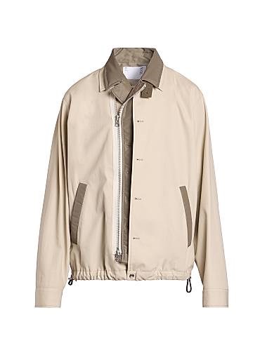 Хлопковая куртка-твил Sacai с контрастным воротником, застежкой на молнии и карманами 11031051