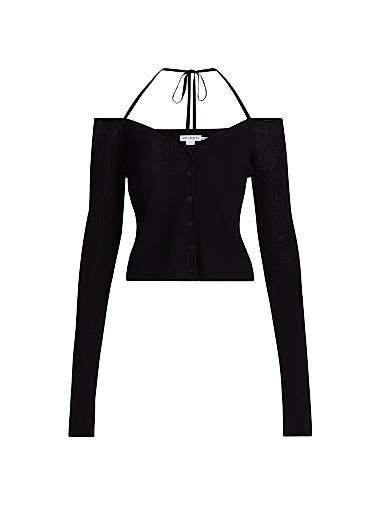 Эластичный лонгслив Good American с открытыми плечами и регулируемой завязкой, 65% нейлон/35% раён 11027909