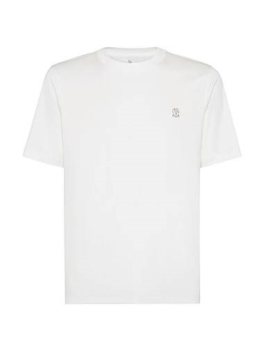 Футболка из 100% хлопка с круглым вырезом и логотипом от Brunello Cucinelli, произведено в Италии 11028560