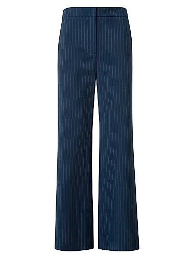 Брюки Akris punto Marlon из смеси новой шерсти с тонкой полоской и поясом 11030554