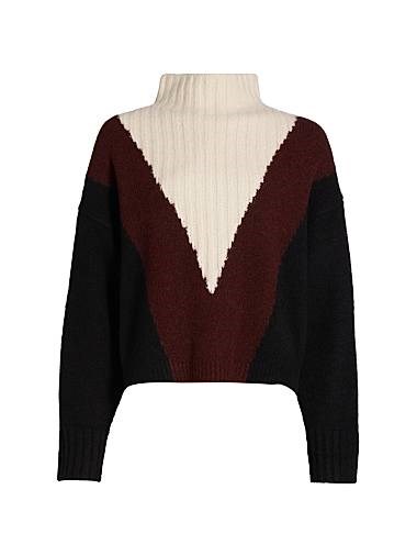 Proenza Schouler Свитер Alma Graphic Intarsia с высоким горлом и рюшами, длинными рукавами, от бренда Прозенка Шулер 11019826