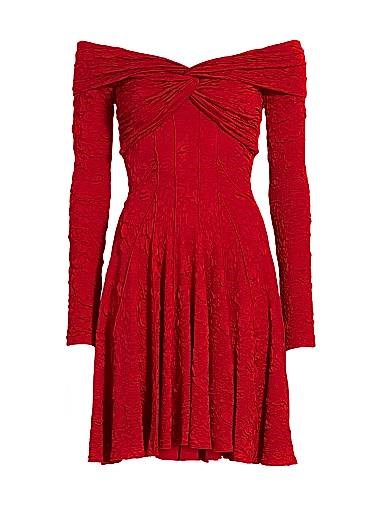 Мини-платье с текстурной тканью и вырезом на плечах от Prabal Gurung, Лонгслив, 57% вискоза, 41% нейлон 11024323