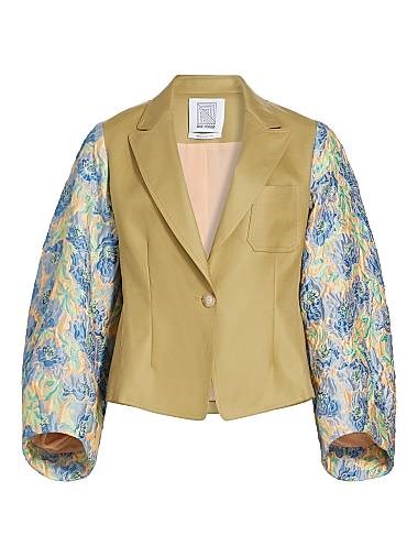 Блейзер Rosie Assoulin из смягченного хлопкового твила с цветочным принтом и отложными лацканами 11030310