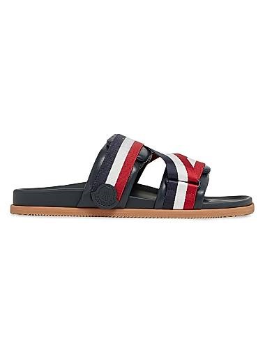 Moncler Слайды Mon Summer из мягкой наппы с трёхцветными ремнями и резиновой подошвой, высота подошвы 0,9 см 11008189