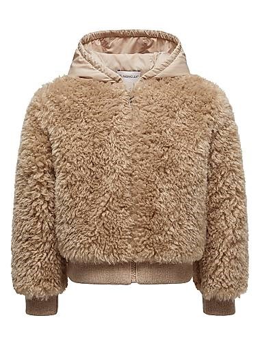 Плюшевое худи с капюшоном для девочек Moncler из 100% полиэстера с мягкой подкладкой из хлопкового джерси 11016220