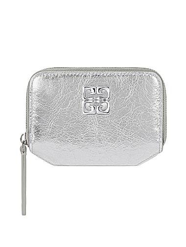 Givenchy Кожаный бумажник 4G Liquid из ламинированной телячьей кожи на молнии с двумя отделениями и карманом для монет 11026924
