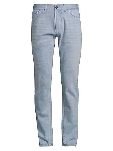 Джинсы Isaia Slim-Straight из плотного денима с пятью карманами и пуговицей, 100% хлопок, Италия 11029502