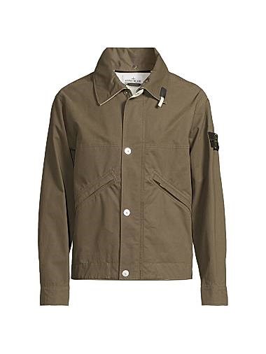 Куртка из хлопка Tela Stone Island с капюшоном, длинными рукавами и карманами на молнии 11027871