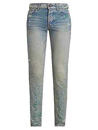 Узкие джинсы Painter от Amiri с потертостями и эффектом краски, низкая посадка, 92% хлопок 11028175