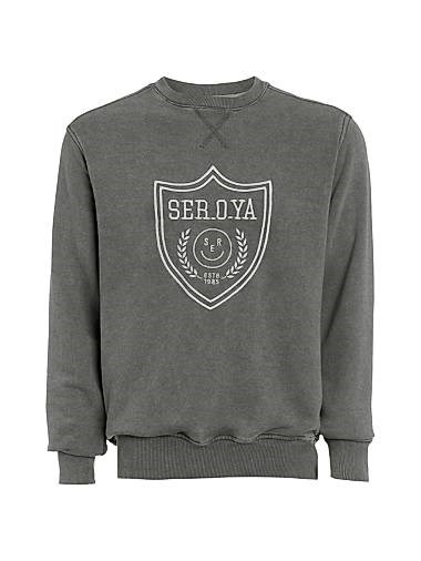 Хлопковая футболка с длинным рукавом Issac от Ser.O.Ya с нежным эффектом выцветания и принтом на груди 11015899