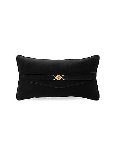 Versace Роскошная подушка из бархатного хлопка с золотым украшением в виде головы Медузы, 45 см х 25 см 11009058