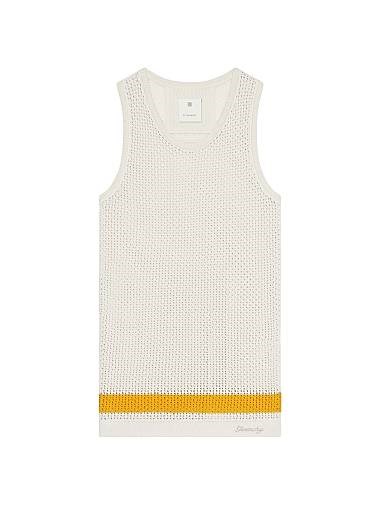 Майка Givenchy с макраме и вышивкой спереди, 70% хлопок, 30% полиамид, сделана в Италии 11008574