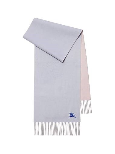 Burberry Шарф из 100% кашемира с вышитым логотипом и бахромой, двусторонний, 30x168 см 11012472