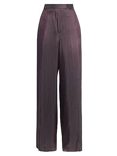 Атласные полосатые штаны Dries Van Noten с широкими штанинами, карманами и поясом 11013769