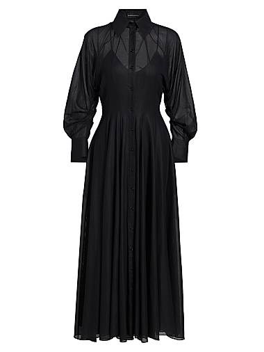 Макси-платье Virginia из хлопка от Brandon Maxwell с длинными рукавами и шёлковым подкладом 11026150