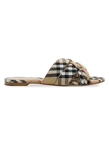 Женские плоские мокасины Burberry Cabana Woven Check с открытым носом, изготовленные в Италии 11011563