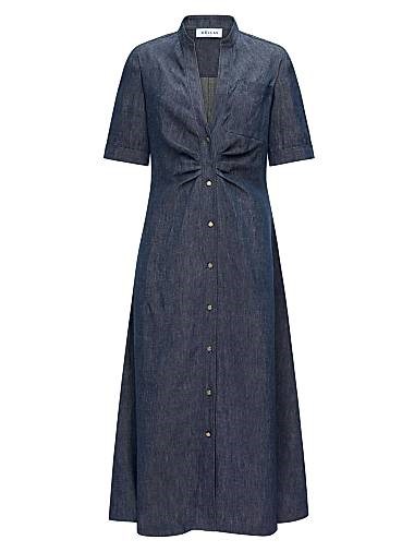 Callas Milano Льняное платье-рубашка Noor с завышенной талией и длиной до середины икры, без подкладки 11013627
