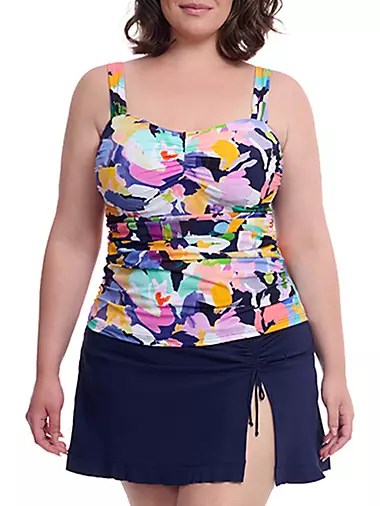 Модный топ танкини с цветочным принтом Gottex Plus с двойной подкладкой и регулируемыми бретелями 10041180