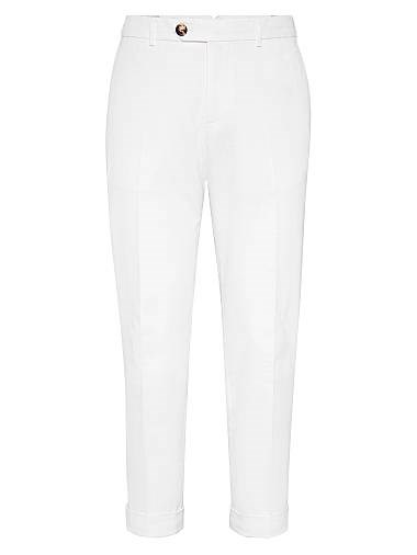 Брюки из кручёного хлопка с молнией и карманами от Brunello Cucinelli из Италии 11028578