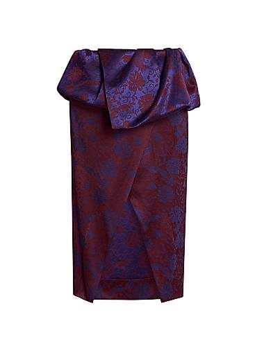 Юбка Dries Van Noten из цветочного жаккарда с асимметричным поясом и разрезом спереди 11029820