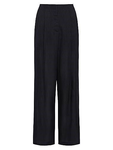 Широкие брюки TWP из шерстяной смеси с пин-страйпом, высокой талией, 55% полиэстер/45% шерсть 11011882