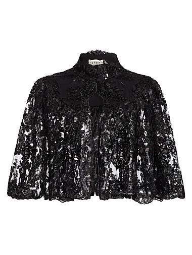 Alice + Olivia Aurelia Embellished Lace Mini Capelet 11019264