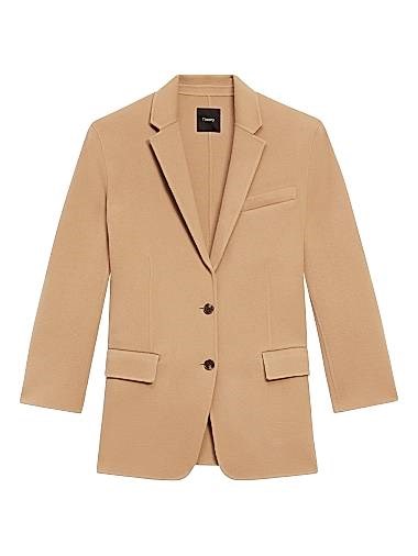 Оверсайз куртка от Theory с однобортным дизайном, 90% шерсти и 10% кашемира 11020292