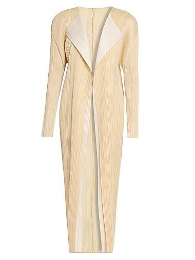 Двухцветное пальто Merry с длинными рукавами и крылатым воротником из полиэстера, Pleats Please Issey Miyake 11022248