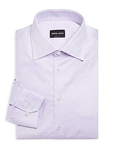 Хлопковая рубашка с принтом пин-дот от Giorgio Armani с пуговицами и длинными рукавами, Италия 11030162