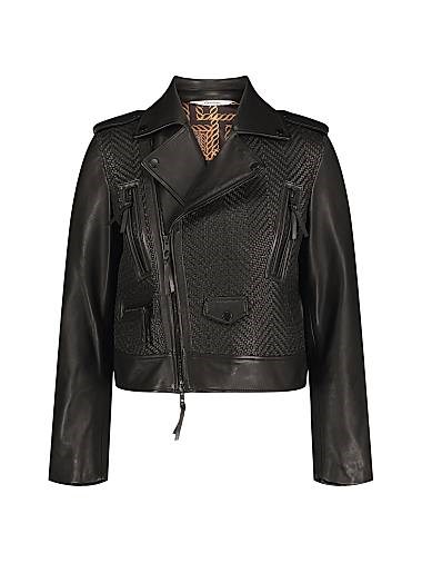 Кожаная мото-куртка Clara с асимметричной молнией и эполетами от Robert Graham 11021445