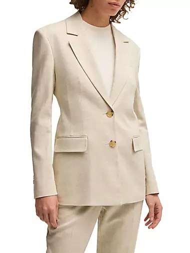 Элегантный пиджак Boss из меланжевого стрейчевого материала с длиной спинки 71 см 10043135